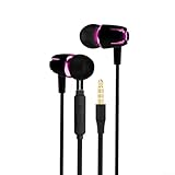 HEIBTENY Schlankes Handy-Headset mit Geräuschunterdrückungs-Technologie, integriertes Mikrofon, kompatibel mit allen Geräten, tragbar und bequem (Schwarz/Rosa)
