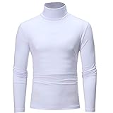 Bluse Herren Ärmel Slim Fit Bottoming Solid Stretch Top Rollkragen Lange Farbe Herren Blusenkleid Hemd Männer Kontrast, weiß, XL