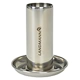 LANDMANN Hähnchenhalter | Zum Aromatisieren von Geflügel mit Marinaden & Flüssigkeiten | Geeigent für geschlossene Grillgeräte & Backöfen | Inklusive Anleitung & Rezept | 250 ml Behälter [Edelstahl]