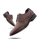 Hitmars Derby Schuhe Herren Anzugschuhe Halbschuh Lederschuhe Business Schuhe Oxford Hochzeitsschuhe Brogues Schnürhalbschuhe Formale 4-Braun 43