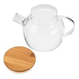 LIFKOME aus Glas Teetöpfe für den Herd Top für den Herd Kaffeekanne für Kaffee Wasserkocher Herdplatte Kaltwasserglas Topf Bambus Transparent