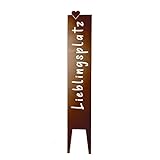 UNUS Gartenstecker 'Lieblingsplatz', Gartenstecker Rost, 115x19,5 cm, Deko outdoor, Gartendeko für draußen, wetterfest