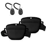 Aomig Leckerlibeutel für Hunde 6Pcs Hundeleckerli mit Trainingsklicker Gürtel Tasche Hundetraining Bauchtasche Gassitasche Futterbeutel Hunde Gassigehen Hundetraining Silikon Trainingstasche Schwarz