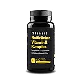 Natürlicher Vitamin E Komplex, Tocopherole & Tocotrienole, 120 Weichkapseln | mit Natives Olivenöl Extra | Antioxidans | 100% natürliche Zutaten, Frei von Soja | Zenement