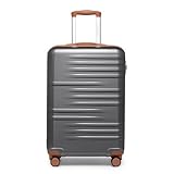 British Traveller Handgepäck Koffer Reisekoffer Handgepäck Hartschalenkoffer 54 * 36.5 * 21.5cm mit TSA-Schloss Koffer Trolleys Handgepäck ABS+PC Grau