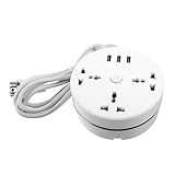 HOLIDYOYO Multifunktionale Fach mit USB Ports Kabel Platzsparendes Vertikales Design Sichere Stromversorgung Geeignet für Reisen und Büro Weiß Eu Stecker