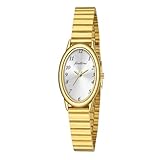 findtime Damenuhr Gold Uhr Damen Gold Armbanduhr Damen Gold wasserdichte im Täglichen Gebrauch mit Verstellbarem Armband, Länge von 150 bis 215 mm