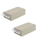 Stapelbare Aufbewahrungsbox aus verdicktem Kunststoff für Komponenten, montierbare Hardware, durchscheinende Box mit Fingergriff, Wandschrauben oder Tisch-Stapela (2 Stück, grau)