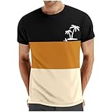 Herren Kurzärmeliges Tshirt Neue Farbblock Patchwork Druck Oberteile Sommer O-Ausschnitt T-Shirt Baggy Oversize Shirt Frühling Herbst Basic Tops Locker All-Match Shirt Kompressionsshirt Sportswear