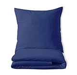 Luxuriöses Bettset aus Mako-Satin 100% Baumwolle 135x200 155x220 200x200 200x220, Größe:135 x 200 cm, Farbe :Dunkelblau