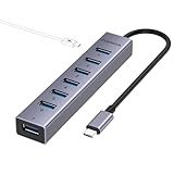 FORIDA USB-C-auf-USB-Hub, 8 Anschlüsse, USB-3.0-Adapter mit 7 USB-3.0-Datenanschlüssen, Gehäuse aus Aluminiumlegierung, USB-Splitter mit USB C 5 V/3 A Stromanschluss für Laptop, PC und mehr