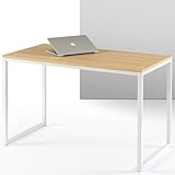 Zinus Jennifer 119x61x74 cm - Moderner Arbeitstisch aus Metall und Holz - Computertisch für das Heimbüro - Hellbraun und Weiß