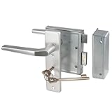 Bever & Klophaus Universal Kastenschloss Buntbart mit Drücker und Schild (Alu, Silber)