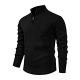 Herren Rollkragenpullover Mit Reißverschluss Pullover, Einfarbig Loose Fit Winter Business Stylisch Winterpullover Pulli Sweater Fleecepullover Herren Zu Dicken Socken Und Stiefeln