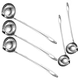 BEBEMOKO 5 Stück Fettlöffel Ölsieb Trennung Schaumlöffel Block Fettfilter Kochen Ölfilterlöffel Für Die Küche Separator Vielseitig Geschlitzt Suppenkelle Rostfreier Stahl Silver