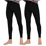 North Bund 2er PackThermo Unterhosen Herren Lange Winter Warm Innenfleece Thermohose Funktionsunterwäsche Hose Schwarz 160g