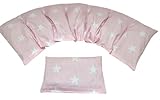 GROßE STERNE Kirschkernkissen 2 er Set Langes 67 x 18 cm 7 Kammer + kleines Körnerkissen Wärmekissen XXL Schulterkissen Nackenkissen Mikrowelle + Backofen (Rosa Große Sterne, Raps)