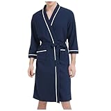 XBlave Bademantel Herren Baumwolle, leichter Morgenmantel Kimono Saunamantel Sexy - Leicht Und Kurz, Leichter Nachtwäsche Männer Aesthetic Langarm Schlafanzug Nachthemd