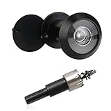 Türspion mit Sichtschutz 200° Weitwinkel Edelstahl Optische Glaslinsen Bohrloch Ø 16mm Spion mit Bohrer Einstellbare Länge Türspion- Spio für 35-60mm Dicke Türen (Schwarz)
