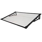 TrutzHolm® Aluminium Vordach Haustürvordach Pultvordach 1200 x 800 mm Schneelast 95kg | Polycarbonatplatte | Türdach Türvordach Haustür Dach Vordach Stahl Vordach