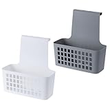 HAC24 2er Set Hängekorb Weiß und Grau Kunststoff Aufbewahrungskorb Bad Küche Organizer Aufbewahrung Einhängekorb