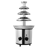 Schokobrunnen Schokoladenbrunnen Brunnen Maschine 170W Elektrische Schokolade 4 Etagen Schmelzende 1.8L Brunnen-Maschine Edelstahl Brunnen-Set für Brunch, Partys, Weihnachten, Silvester