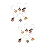 Cabilock 2 Sätze Teiliges Halloween Wein Glasmarkierer Kürbis Designs Für Partys Identifiziert Gläser Dekoration Und Geschenkidee 6 Stücke * 2