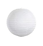 PartyDeco Papierlampion – Papierballon Lampion Dekobeleuchtung Laterne – Weiß, 35 cm
