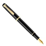 Pelikan Füllhalter Classic 200, Schwarz, Feder B (breit), hochwertiger Kolbenfüller im Geschenk-Etui, 994012