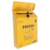 Mikikit Briefkasten Briefkästen für das draußen Postfächer Briefpostbehälter Wandbriefkästen für draußen Briefkästen für draußen sperren Gartenposthalter Postfach im Büro Eisen Orange