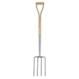 Kent & Stowe Spatengabel – Garten-Forke zum Umgraben aus Edelstahl, für große Bodenflächen, Heugabel mit Stiel aus Eschenholz, Länge: 110 cm