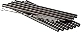 APS 93392 Trinkhalme aus Edelstahl, 10er-Set, inkl. Reinigungsbürste, Ø 8 mm, Länge 15 cm, Gunmetal-Look