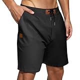 Generisch Herren Sweat Short Kurze Sweatshorts Bermuda Sommer Sport Shorts Baumwolle Schwarz Herren Fußball-Shorts