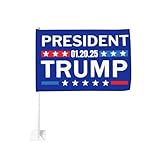 Autoflagge zum Amtseinführungstag von Präsident Trump, 20.01.25, Trump hat 45 47 gewonnen, 12 x 18 Fahrradflagge, doppelseitiges Banner, kein Fensterclip
