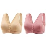 KODMNSW 2er Pack BH Damen Ohne Bügel Nicht-Magnetischer Push Up Bra Damen-BHS Tank Top Bralette Vorderverschluss Verstell-BH Alltags Büstenhalter Comfort Bustier Gutschein Beige XL