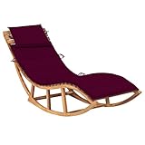 Brokky Schaukelliege mit Auflage Massivholz Teak Camping Rocking Chair Recliner Chairs for Living Room