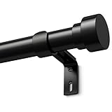 Schwarz Vorhangstange Ausziehbar Gardinenstange Curtain Rod Gardinenstangen für Fenster Outdoor (Schwarz Matt, 76 to 228 cm)