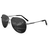HENGOSEN Pilotenbrille Sonnenbrille Herren Damen Piloten-Polarisiert Sonnenbrille Metallrahmen Unisex Fahren Brille mit UV400 Schutz
