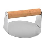 OKUMEYR Fleischpressform Burgerform Burger Werkzeug hamburgerpresse Burgermaschine Burgerpatty Hamburger-Patty-Presse Grillfleischpresse Burgerpresse für Grillplatte hölzern Silver