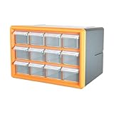 ＡＷＨＡＯ Lagerschrank mit 12 Fächern, Teile-Organizer für Schrauben, Muttern und Bastelmaterialien, Orange