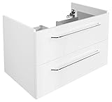 FACKELMANN Waschtischunterschrank Milano/Badschrank mit Soft-Close-System/Maße (B x H x T): ca. 80 x 49,5 x 48 cm/Waschbeckenunterschrank mit 2 Schubladen/Korpus: Weiß/Front: Weiß