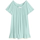 YOSUWOAI Nachthemd Damen Kurzarm Pyjama Sommer Heimkleid Locker Nachthemd Weich Morgenmantel florales Schlafkleid kurzärmelig Loungewear Knielang Vintage Schlafshirt Elegant Sleepshirt