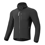 ROCKBROS Fahrradjacke Herren Warm Winddicht Wasserabweisend Mit Fleece Reflektierend Taschen Regenjacke Laufjacke Windjacke Winterjacke Wanderjacke für Radfahren MTB Joggen Laufen Schwarz L