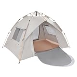 Camping Zelt, Pop Up Zelt 3 Personen Wasserdicht Automatisches Wurfzelt mit 2 Mesh-Tür und 2 Mesh-Fenster, Winddichte Ultraleichte Kuppelzelt UV Schutz, Doppelschicht Wasserdicht