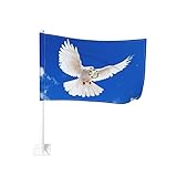 Auto Peace Flagge 45x30cm (ohne Halterung) - Friedenstaube Autofahne für Autofenster Klein mit Peace and Love, Freiheit