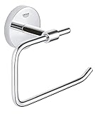 GROHE Start Cosmopolitan, Toilettenpapierhalter WC ohne Bohren (Klopapierhalter zum Kleben und Bohren geeignet, mit Schrauben & Dübel, Kleber separat kaufen, ohne Deckel), chrom, 41165000