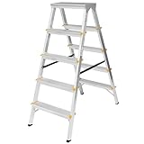 Aluleiter Stehleiter Zweiseitig 2x5 Stufen Klappleiter 150kg TÜV Zertifiziert