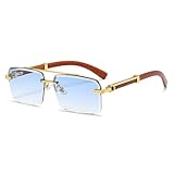 Randlose Sonnenbrille für Damen, Retro, Herren, UV400 Farbtöne, Blau, Einheitsgröße