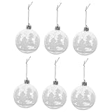 VALICLUD 6 Stück Transparente Weihnachtskugeln mit Aufhängeband Bemalte Christbaumkugeln für Weihnachtsbaum Deko Vielseitige Baumschmuck Ornamente für Party Hochzeit Festtagsdeko