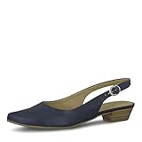 Tamaris Damen Sandaletten, Frauen Sandalen,Sommersandalen,bequem,flach,Sommerschuhe,Freizeitschuhe,offene Schuhe,Navy Leather,40 EU
